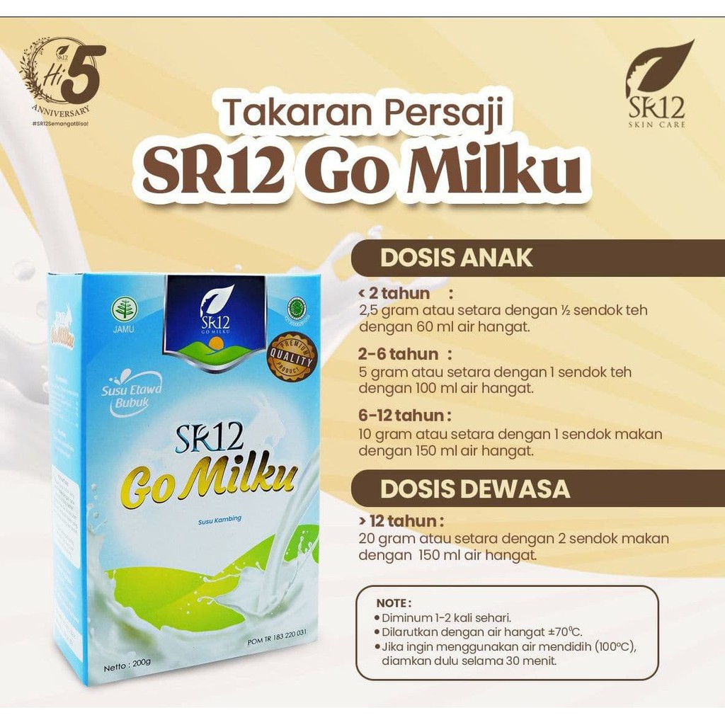 [TANPA GULA] Susu Kambing Etawa Bubuk GOMILKU SR12 GO MILKU BPOM Plus Madu Daun Kelor Ikan Gabus