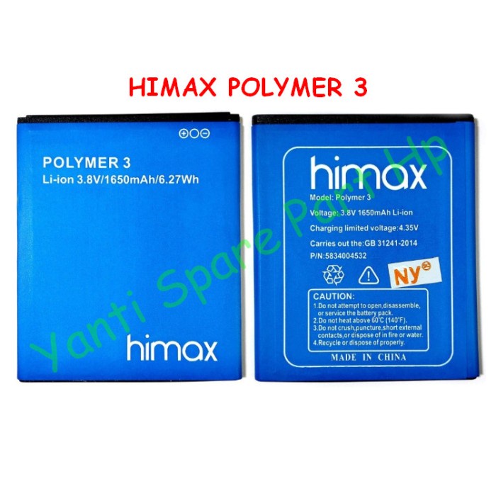 Baterai Himax Polymer 3 Orignal New