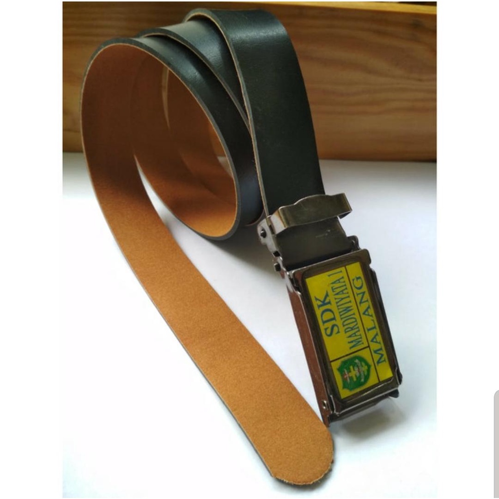 Sabuk Logo Sekolah  / Custom Ikat pinggang Logo Sekolah  ukuran 2,5cm Untuk Anak SD  ( min pembelian 50 pcs )