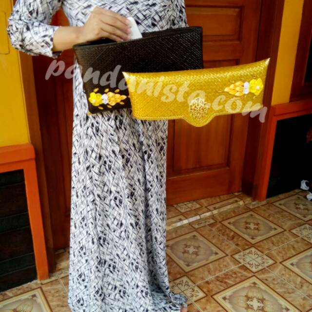 Clutch anyaman pandan gold kombi // tas pesta // tas genggam