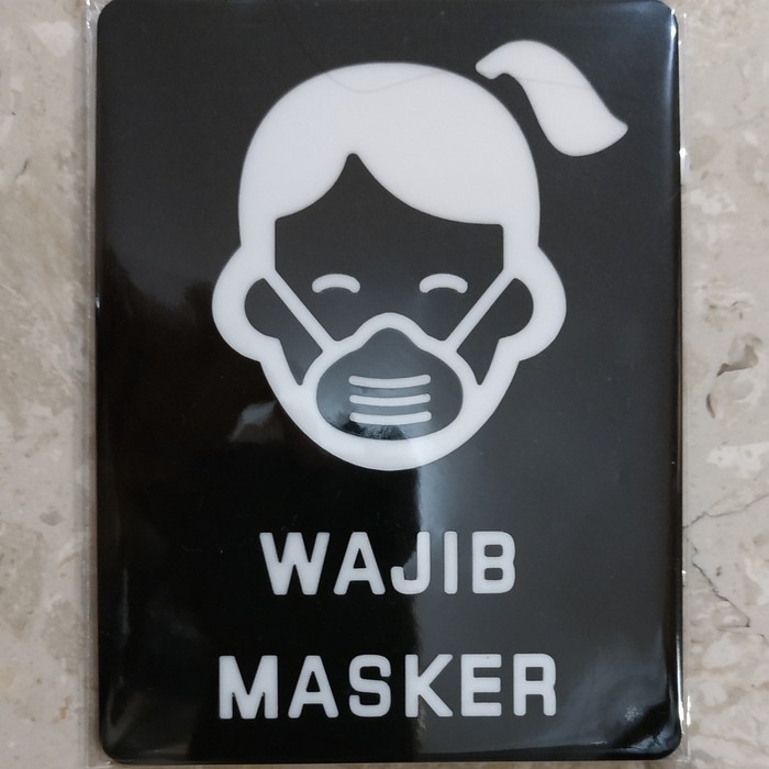 Acrylic sign/tanda "WAJIB MASKER" girl