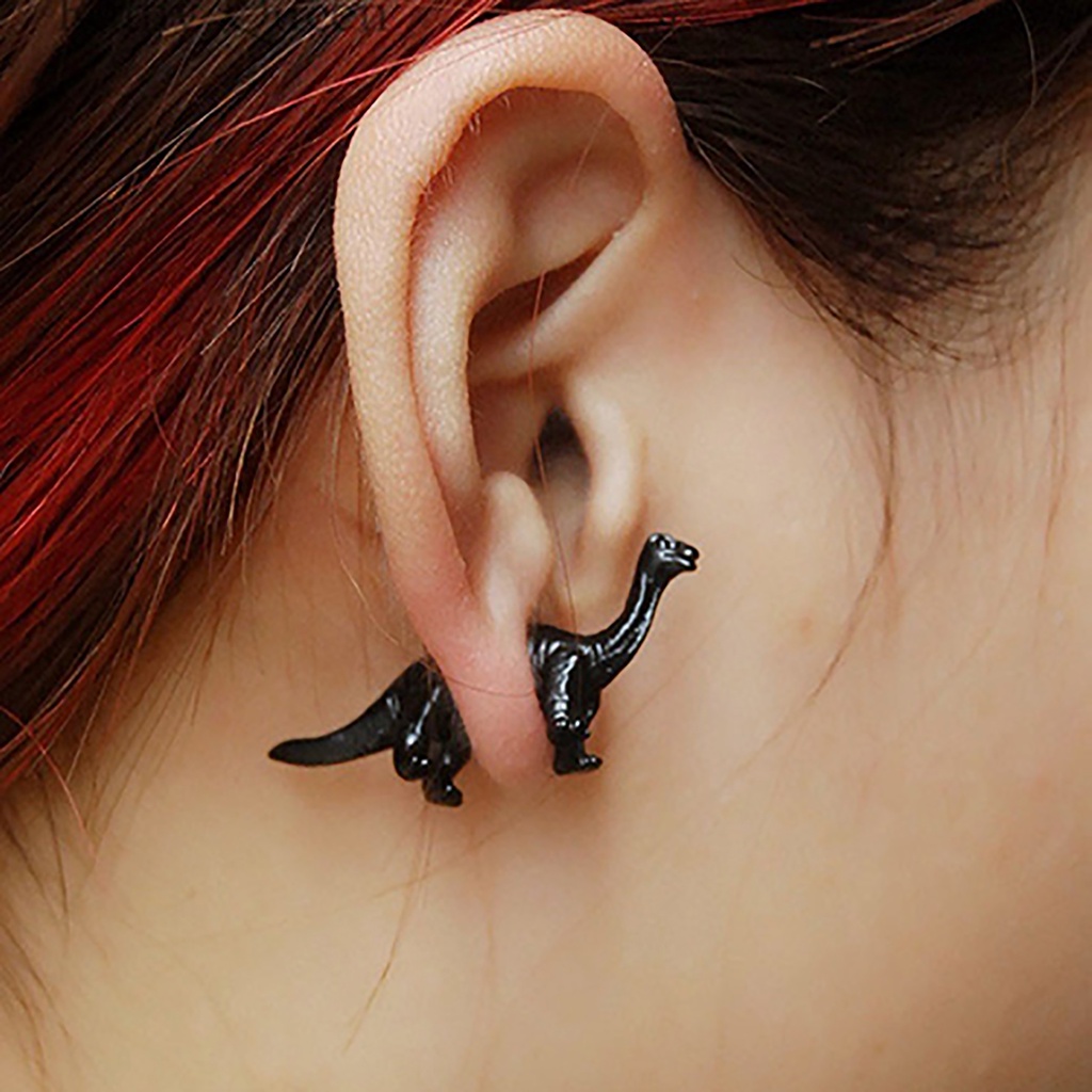 Hu Hu Hu Hu Hu Alat Bantu Pasang Kacamata♡ Anting Desain Dinosaurus Bahan Alloy Untuk Pria Dan Wanita