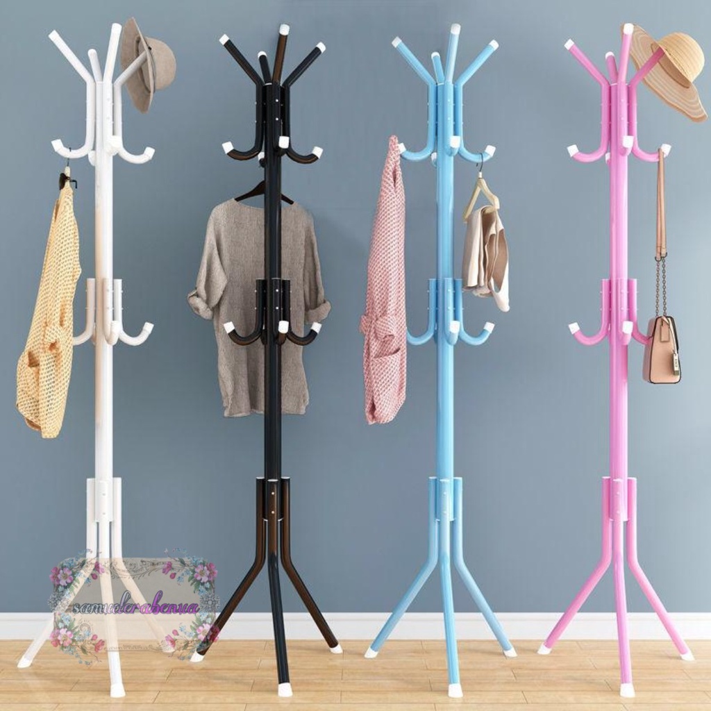 RT87 standing hanger gantungan berdiri stand baju topi tas multifungsi 8 hook kait pengait SB3469