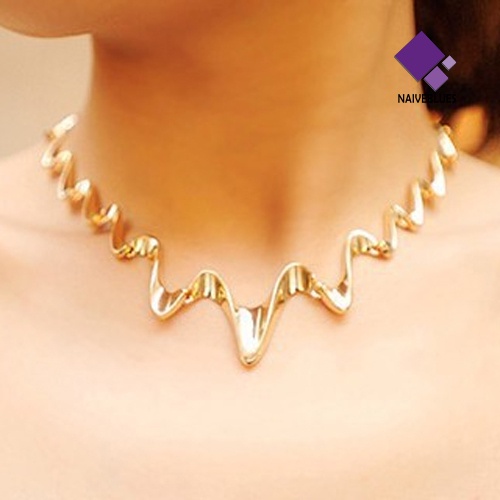 Kalung Choker Rantai Model Gelombang Gaya Korea Untuk Wanita