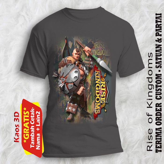 Kaos 3D Game Rise of Kingdoms untuk anak dan dewasa / custom kaos satuan free tambah cetak