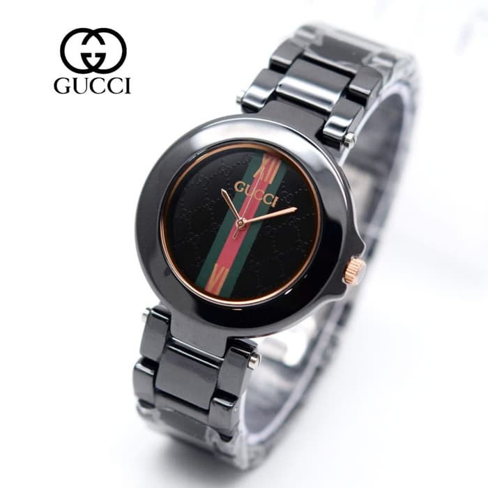Jam Tangan Wanita / Cewek Murah Gucci Keramik / Ceramic Black Rose
