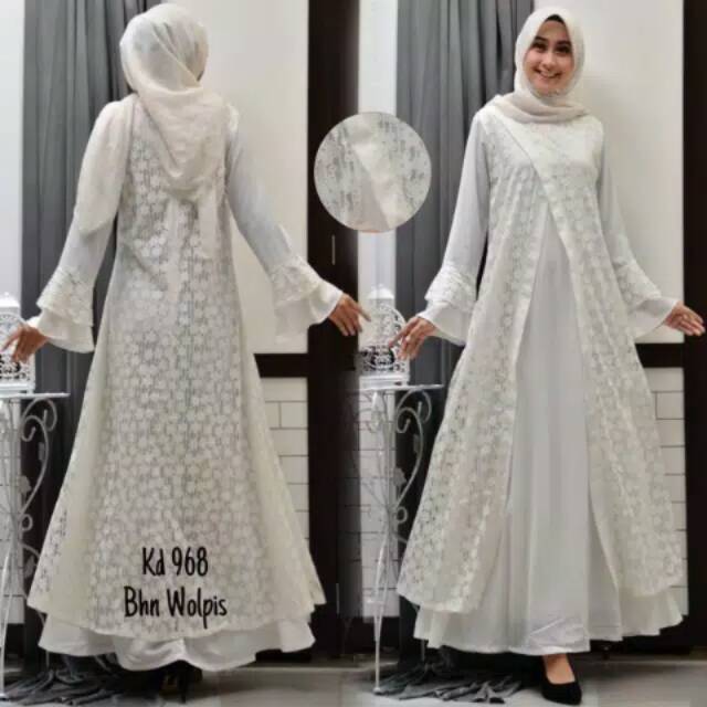 Baju Gamis Putih/ Busana muslim/ Baju muslim wanita