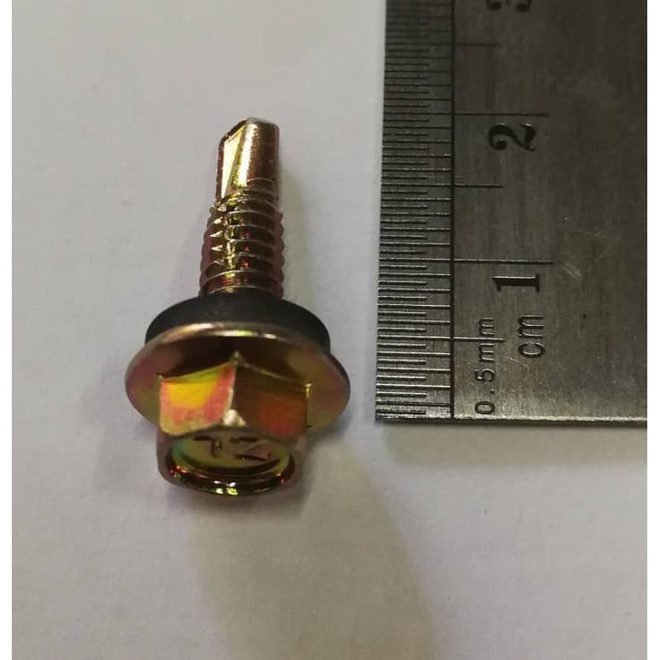 SKRUP ROOFING 2,5 CM / SEKRUP HOLO BESI BAJA KUNING KARET
