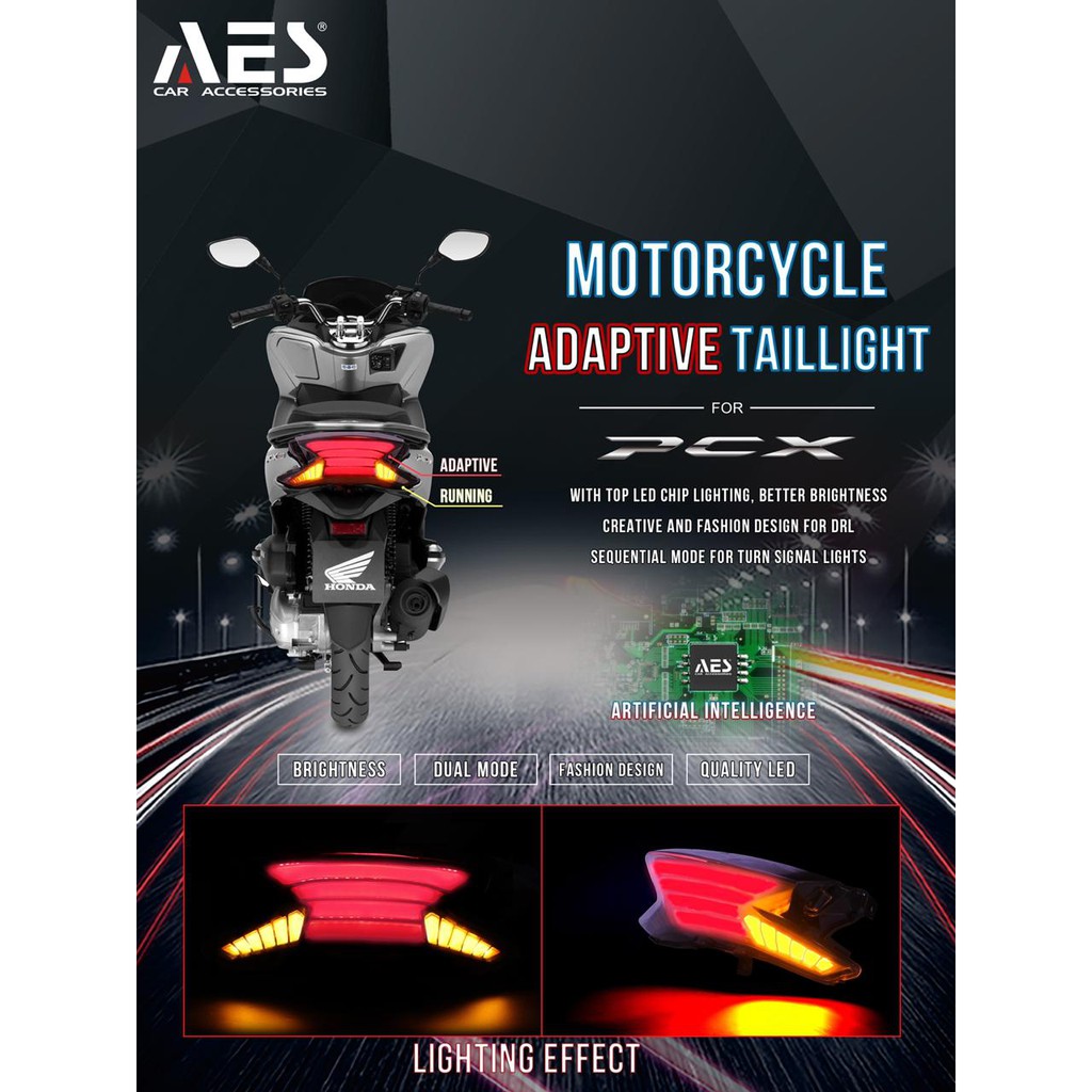 LAMPU STOP HONDA PCX AES ADAPTIVE TAILLIGHT I Stoplamp PCX I Lampu Stop HONDA PCX Merk AES SKU-2999