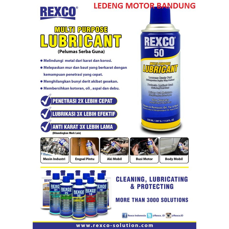 Rexco 50 350ml Lubricant Multi Purpose Cleaner Penetrant Pelumas Anti Karat