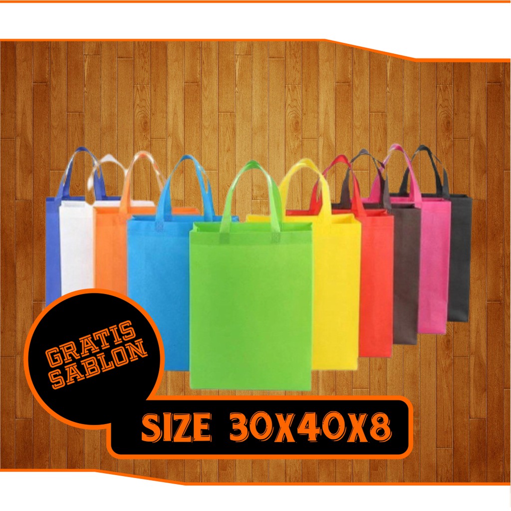 

TAS SPUNBOND GOODIE BAG SOUVENIR TALI 30x40X8CM GRATIS SABLON