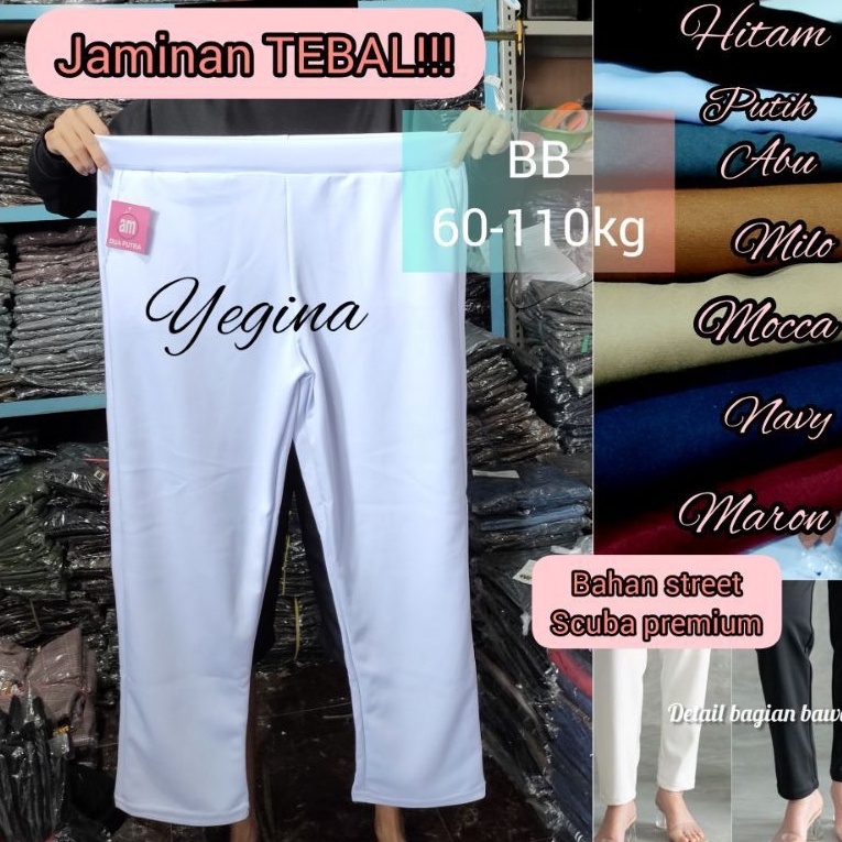 CELANA LUNA SCUBA PREMIUM EXTRA JUMBO MODEL POLOS/CELANA KERJA WANITA JUMBO PUTIH