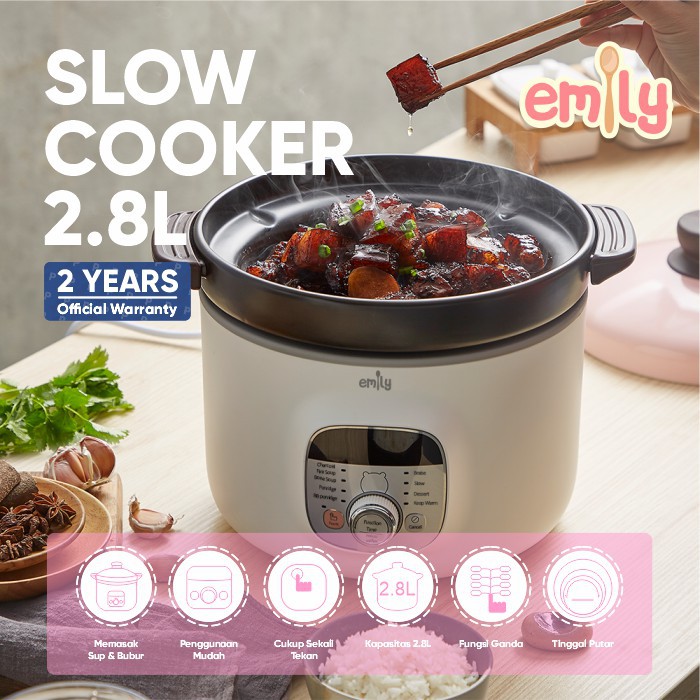 Castle - Emily ESC-33002 Slow Cooker 2.8L - SLOW COOKER CLAY COATED POT Multifungsi