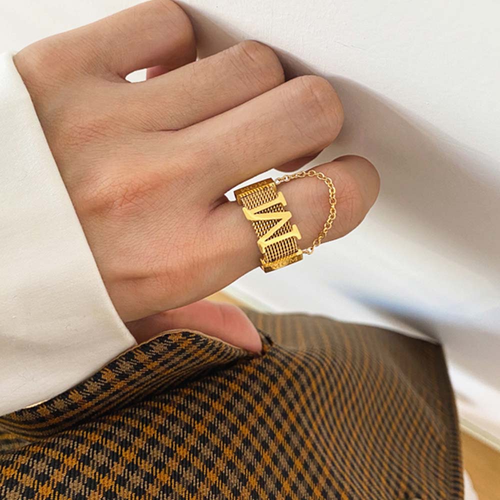 Needway  Temperament Finger Rings Hip Hop Fashion Jewelry Metal Rings Women All-match Chain Punk Korean Girls Titanium Steel/Multicolor