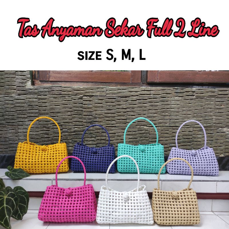 Tas Wanita/ Tas Anyaman Plastik/ Tas Anyaman Wanita Murah/ Tas Wanita Sekar Full 2 Line