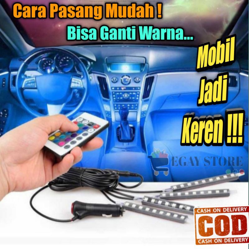 Lampu LED Kolong Bawah Dashboard Kabin Mobil Remote RGB Variasi Interior Truk Warna Warni Terlaris