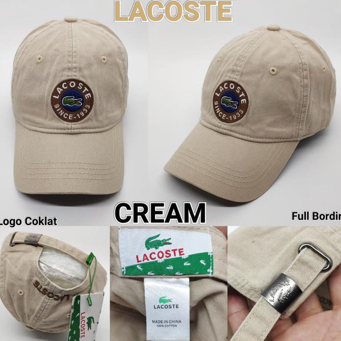 DISKON HARGA topi lacoste import baseball golf unisex cewek cowok - Cream DZ285
