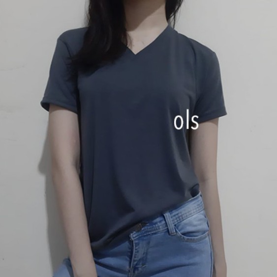 kaos v-neck cewe