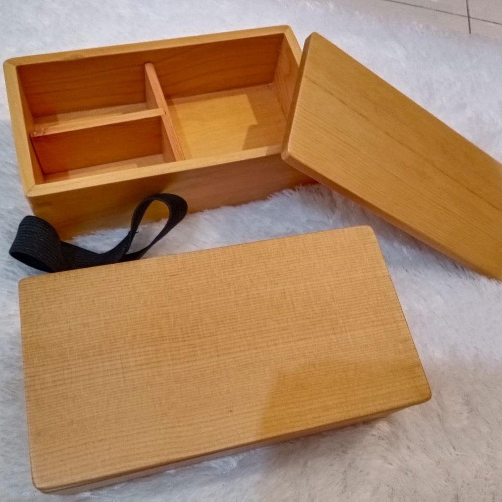 Wooden Lunch Box kotak makan kayu jepang Bento Lunch Box Handmade