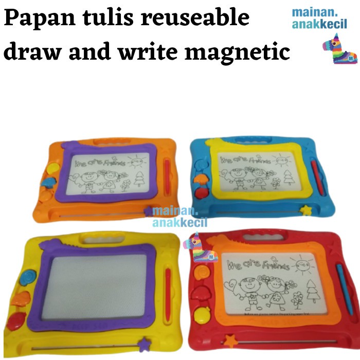 mainan anak papan tulis reuseable draw and write magnetic warna warni ready stock