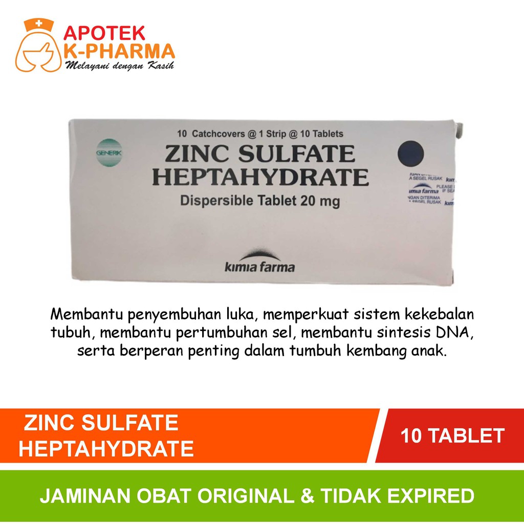 Zinc Sulfate Heptahydrate Strip Isi 10 Tablet Obat Original Kimia Farma