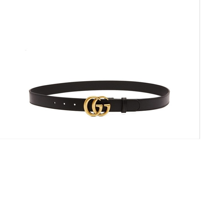 GG Men Double G Belt 4cm Black Grained GHW 100% Original