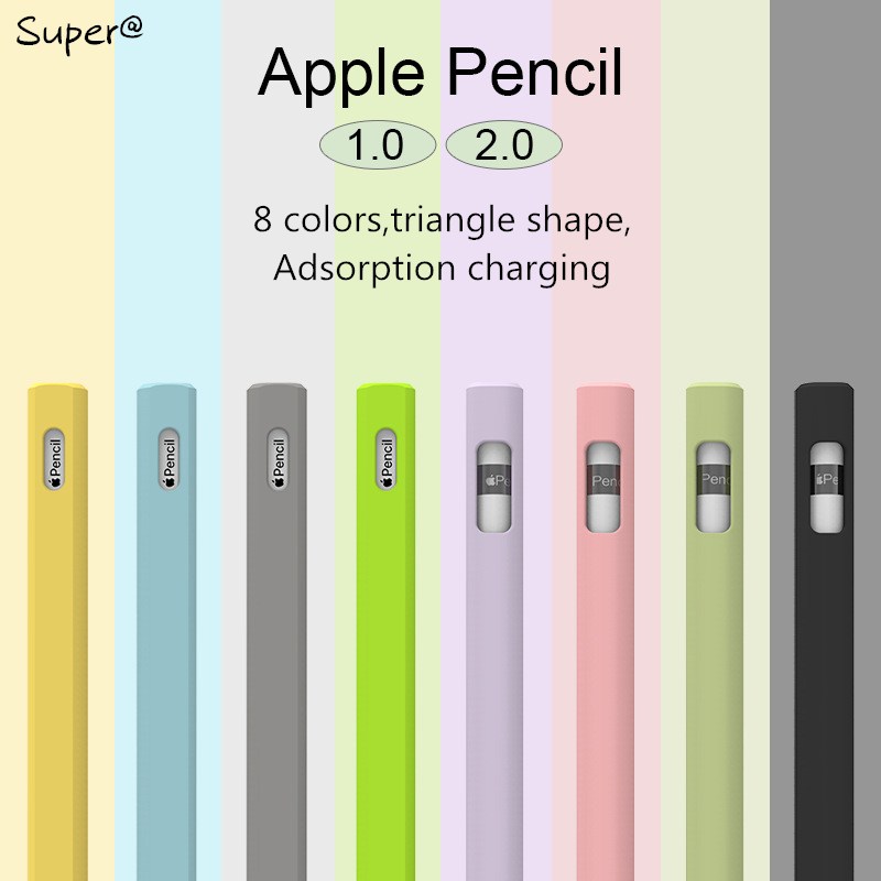 Cute Candy Color Silicone Pencil Case For Apple Pencil 2/1 For iPad Tablet Touch Pen Stylus Triangle Protective Cover