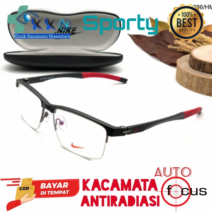 Kacamata Minus Pria - Kacamata Baca Minus/Plus Pria Sporty Nike Anti Radiasi Photocromic