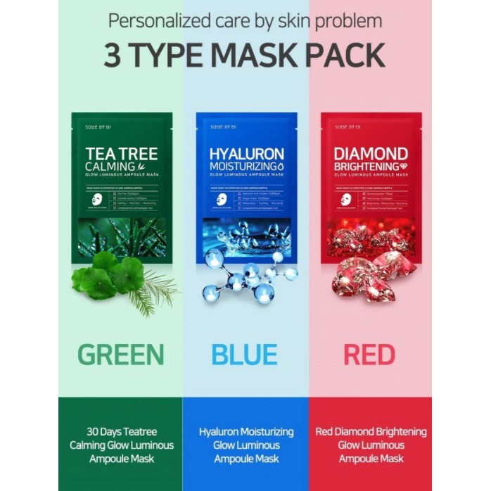 [BPOM] SOMEBYMI Glow Luminous Ampoule Mask TEA TREE | HYALURONIC ACID | DIAMOND