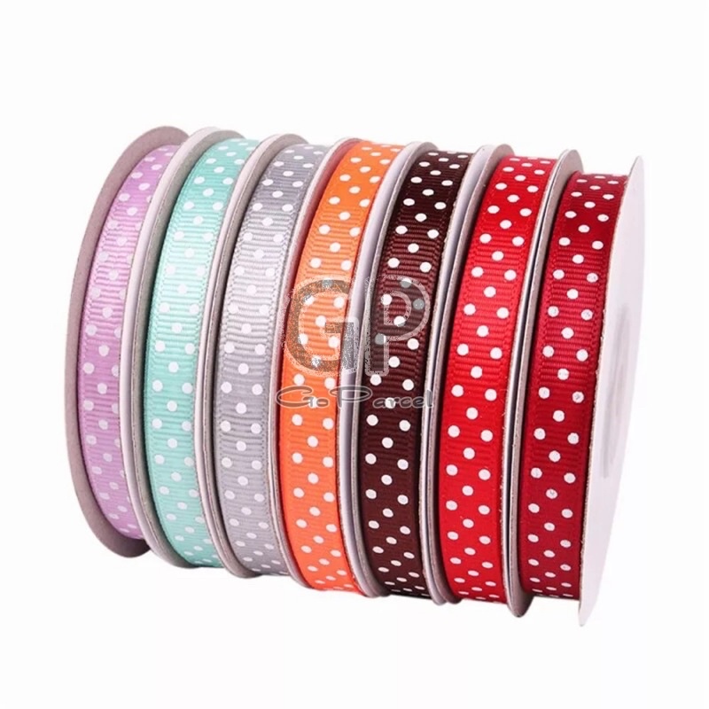 ( 3 Meter ) PITA GROS GRAIN POLKADOT RIBBON - PITA GROSSGRAIN BESAR 0.5 INCH / 1.25 CM / 1/2 IN ONDE DOTS / HIASAN KADO / PARCEL