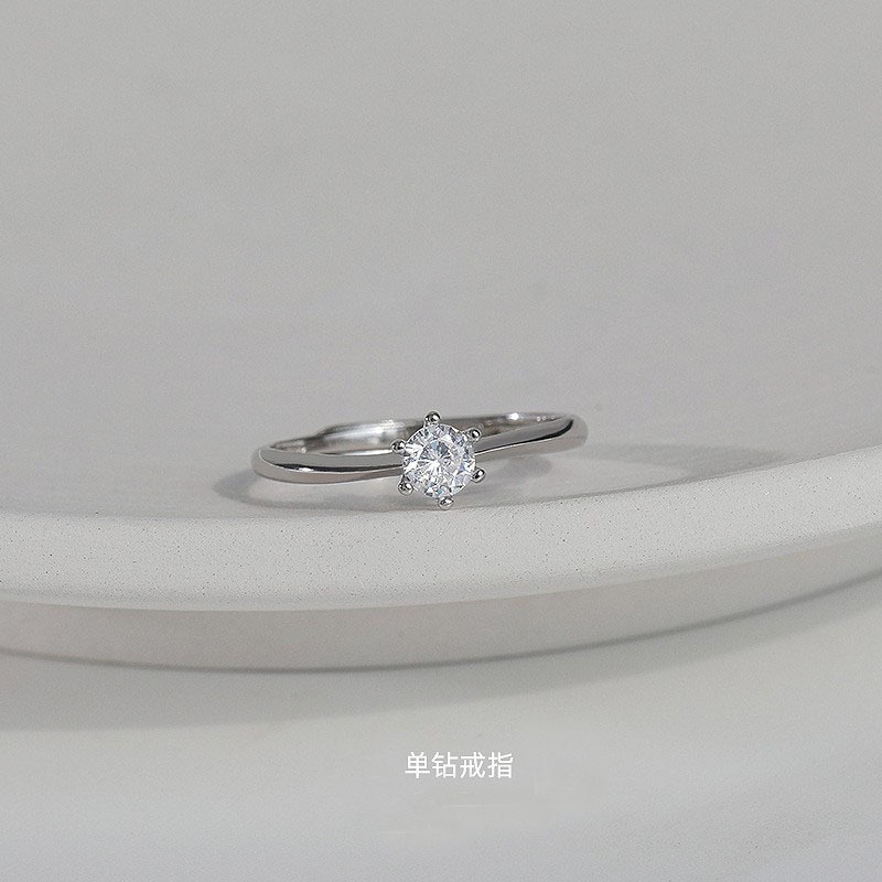 Perhiasan Cincin S925 Silver Model Terbuka Dapat Disesuaikan Aksen Berlian Gaya Korea Untuk Wanita