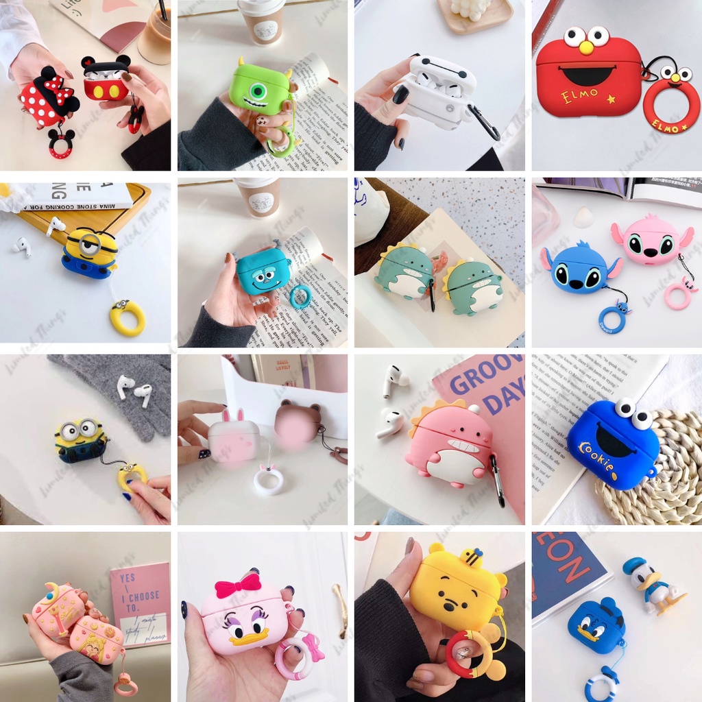 [HANYA SOFT CASE] Airpods Pro Character Cartoon Mickey Minnie Sullivan Mike Dino Stitches