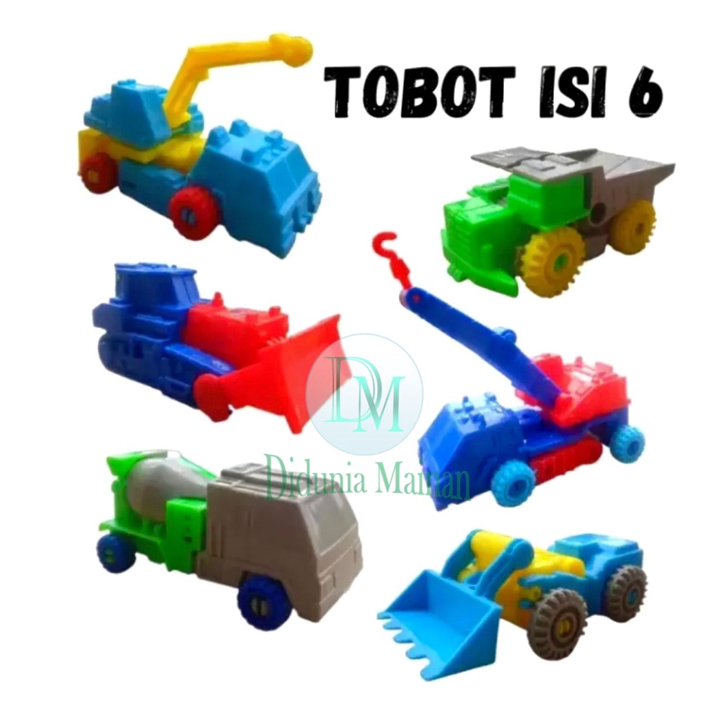 Mainan edukasi mobil robot tobott set x 6 pcs berubah bentuk