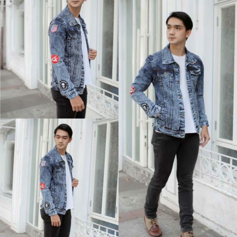 JAKET JEANS PRIA/Jaket Pria terbaru/Jaket jens emblem/jaket jeans cowok/jaket cowok