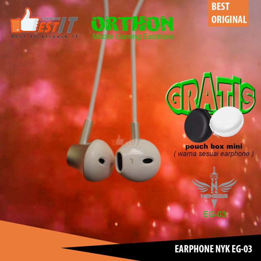 Earphone Mobile Gaming NYK EG 03 Orthon Gratis Pouch Bag