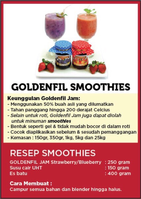 Goldenfil Strawberry dan Goldenfil Blueberry Jam 1KG Fresh Real Fruit Segar Smoothies ALL RASA