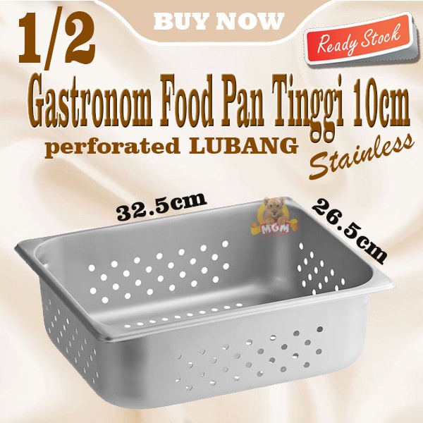 Food Pan Stainless 1/2 Tinggi 100mm Perforated LUBANG Gastronorm