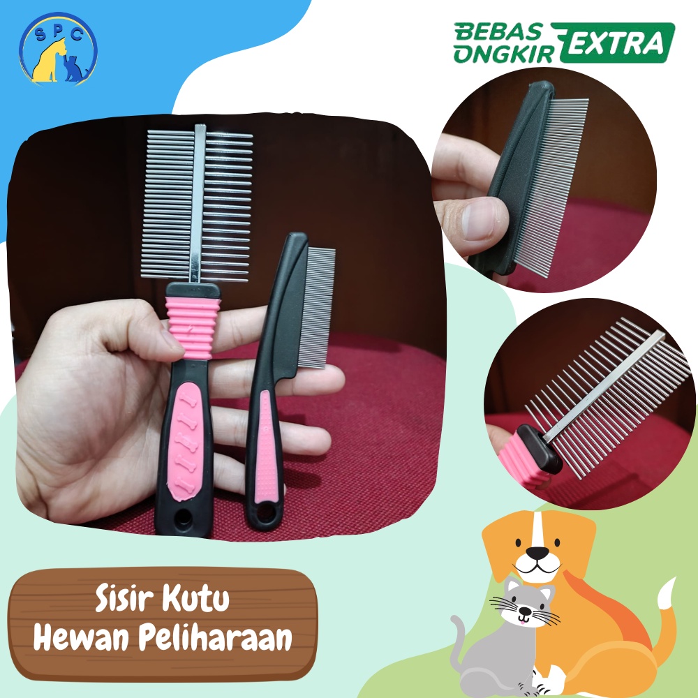 Sisir Bulu Kucing Anjing Sisir Kutu Animal Hair Comb Sisir Double