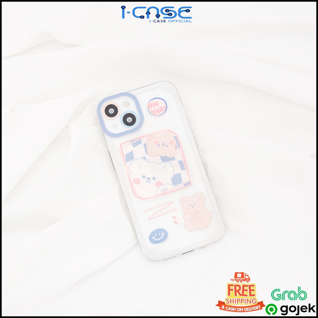 Cute Cartoon Bear Full Lens Cover Soft Case For iPhone 7 8 SE 7+ 8+ X XR XS 11 12 13 Mini Pro Max