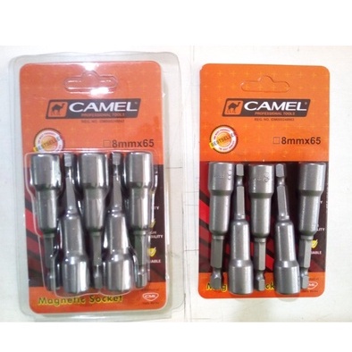 Kunci Mata Sok Baut Baja Ringan Roofing MAGNETIC Bor 8mm x 65 Camel 1 set