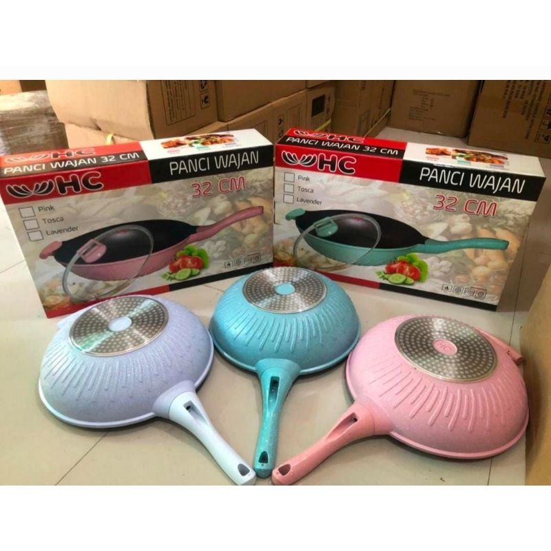 Panci Wajan HC 32cm/ Wajan Korea Anti Lengket Warna Pastel Bagus Murah