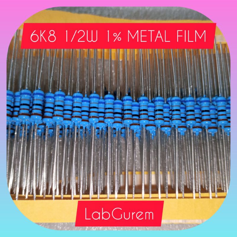 10 Resistor 1/2W   6K8 Taiwan metal film 1% kaki tembaga