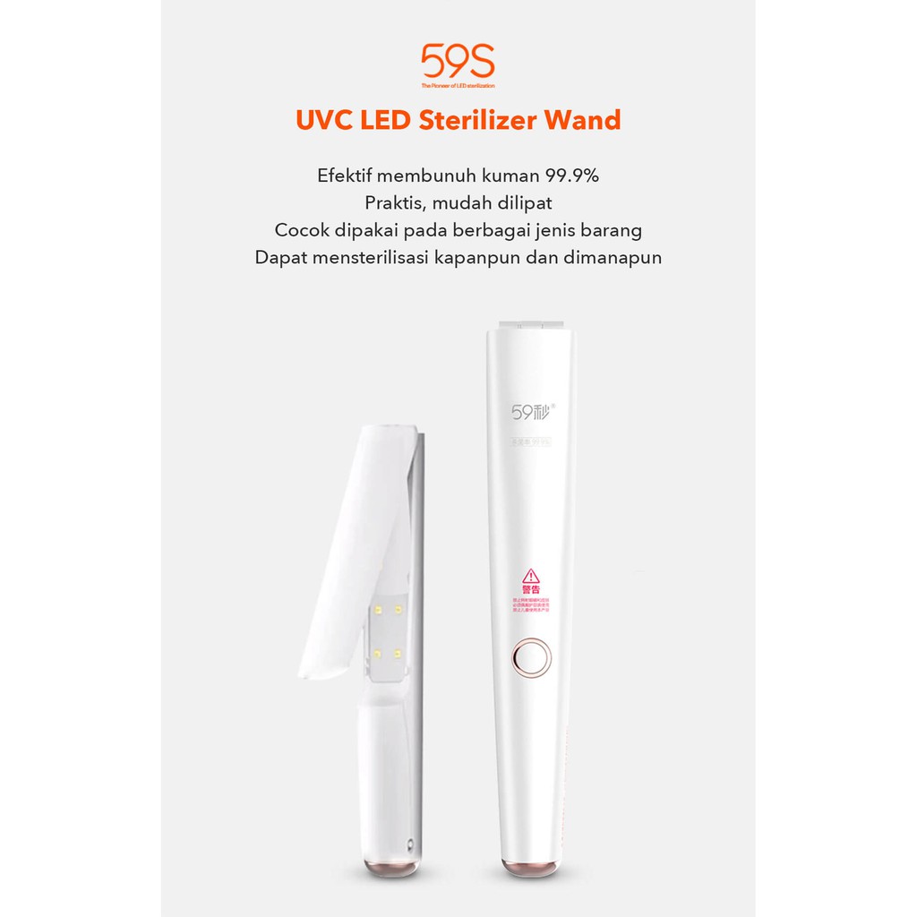 59S UVC LED Sterilizing Wand Sterilizer Stik Portable Pembunuh Virus Kuman Bakteri