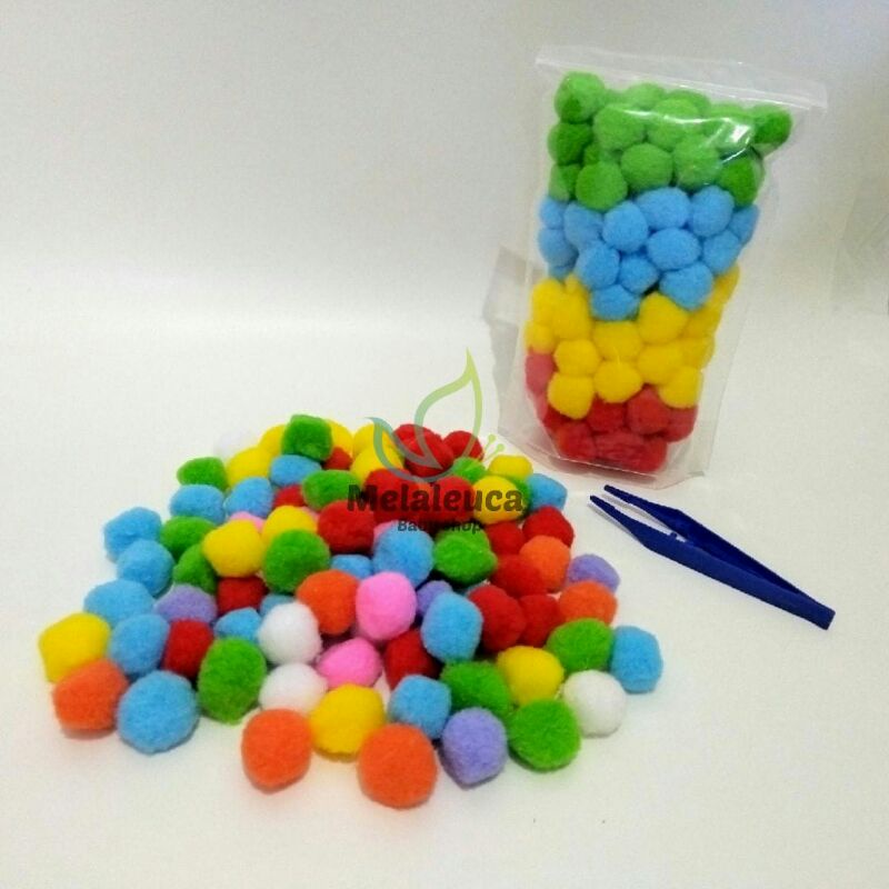 Mainan anak Pom pom 2.5 cm / Pompom 2.5 cm / Pompom 2,5 cm / sortir pompom / sortir warna / mainan e