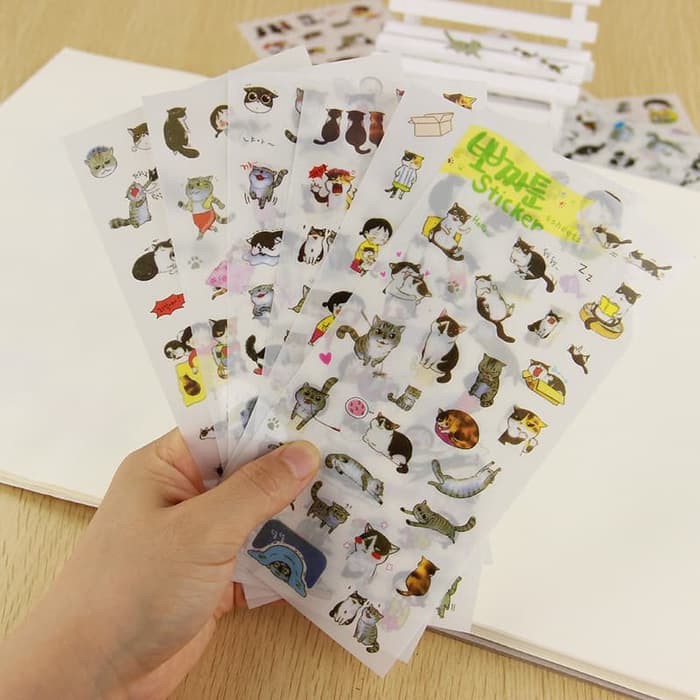 POZZATOON Diary Deco Sticker - Cute Cat &amp; Friends (6pcs)