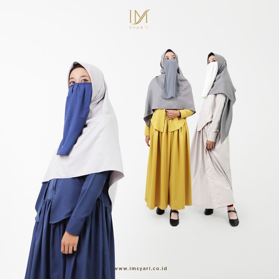 IM Syar'i - Adriana Dress Gamis Wanita Rayon Biru & Kuning