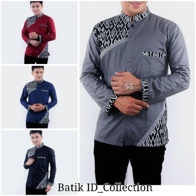 Baju Koko Pria Dewasa Lengan Panjang / Koko Syubbanul Muslimin / Koko Kombinasi Batik