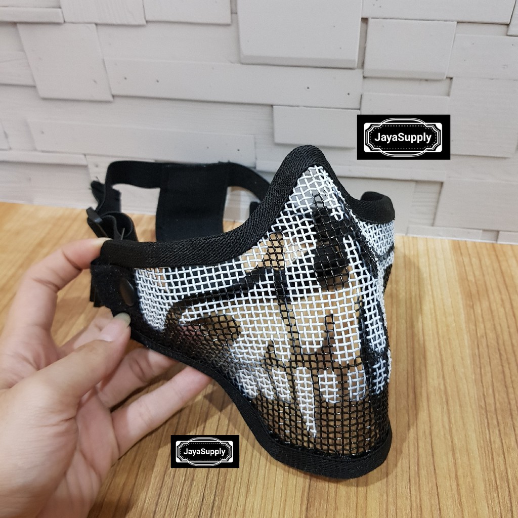 Half Mask Wiremesh v.1 PDW Masker Jaring Tactical Face Airsoft - Skull