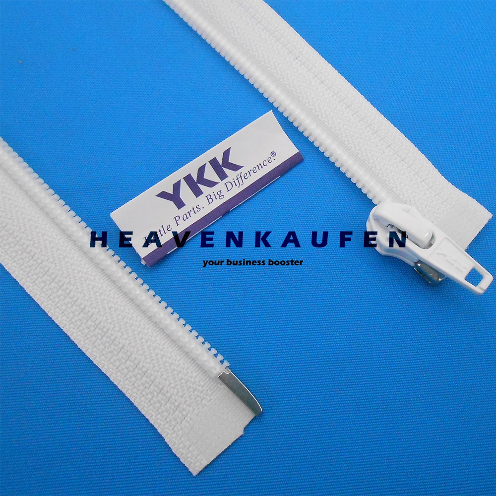 Resleting Zipper Jaket YKK 75 cm / 30 inch Warna Putih Type Gigi Halus Gigi Coil Set Open End Buka Lepas