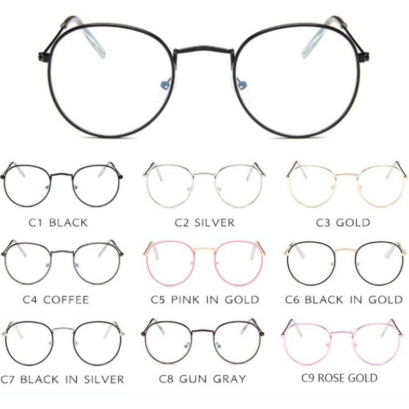 Kacamata Oval Korea Retro Pria dan Wanita Metal Frame Eyeglasses